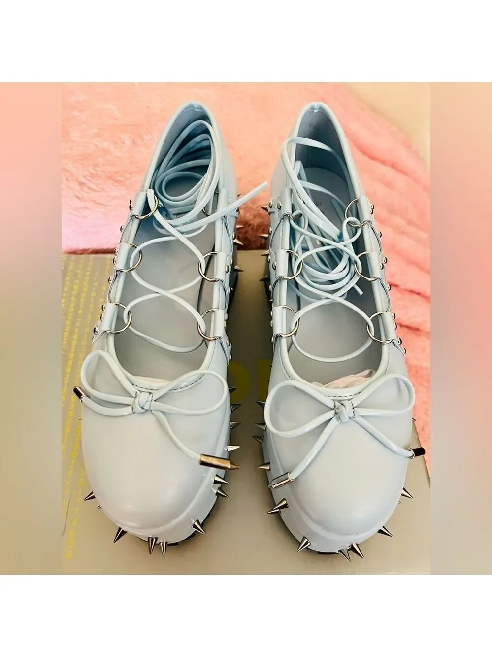 NIB Size 7 Dolls Kill KOI Footwear Zorina Lace Up Platform Ballet Shoes in Blue